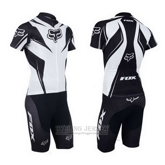 2013 Cycling Jersey Fox White and Black Short Sleeve and Bib Short