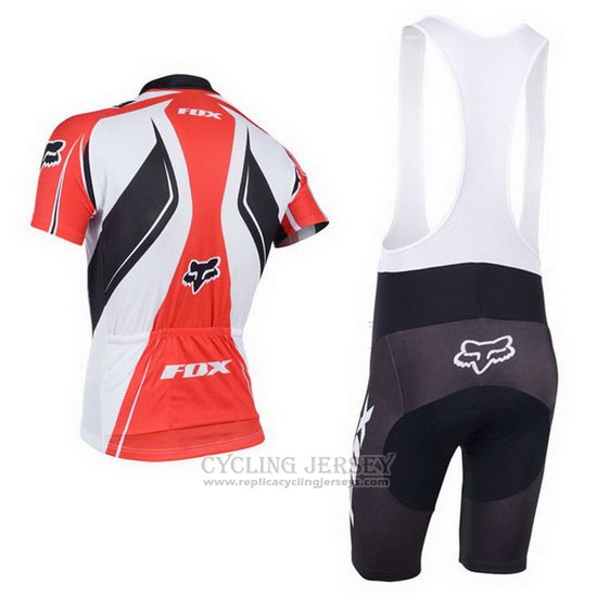2013 Cycling Jersey Fox White and Red Short Sleeve and Bib Short