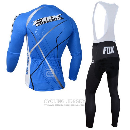 2014 Cycling Jersey Fox Sky Blue Long Sleeve and Bib Tight