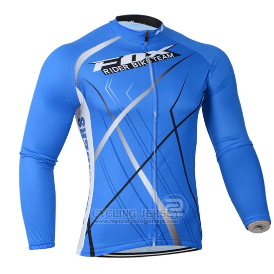 2014 Cycling Jersey Fox Sky Blue Long Sleeve and Bib Tight