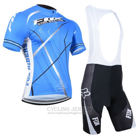 2014 Cycling Jersey Fox Sky Blue Short Sleeve and Bib Short