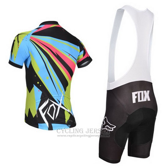 2014 Cycling Jersey Fox Sky Blue and Black Short Sleeve and Bib Short