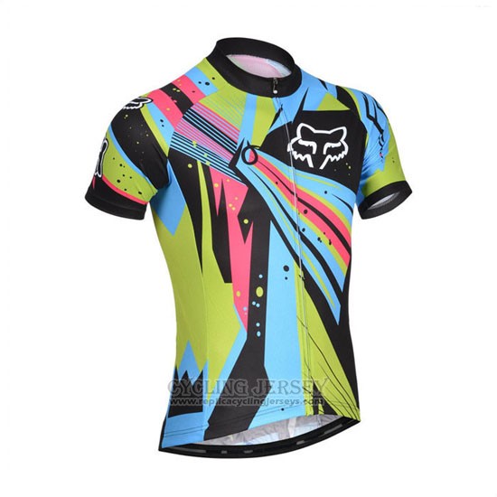 2014 Cycling Jersey Fox Sky Blue and Black Short Sleeve and Bib Short