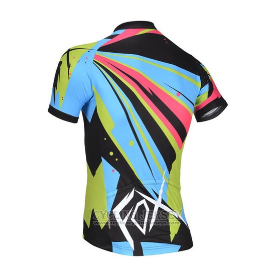 2014 Cycling Jersey Fox Sky Blue and Black Short Sleeve and Bib Short