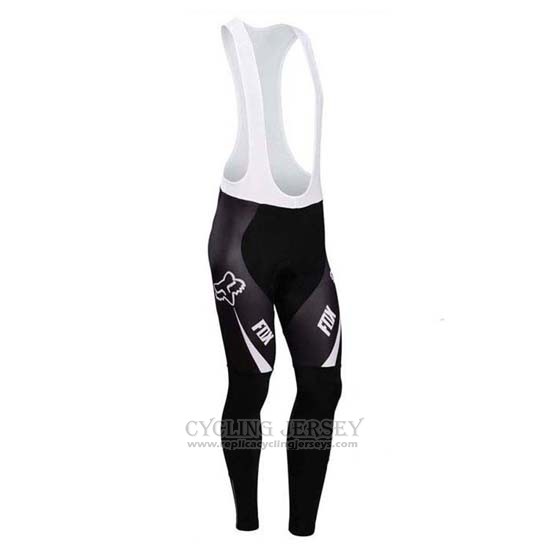 2014 Cycling Jersey Fox White and Black Long Sleeve and Bib Tight