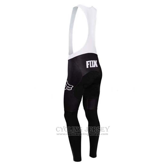2014 Cycling Jersey Fox White and Black Long Sleeve and Bib Tight
