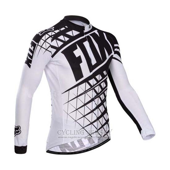 2014 Cycling Jersey Fox White and Black Long Sleeve and Bib Tight