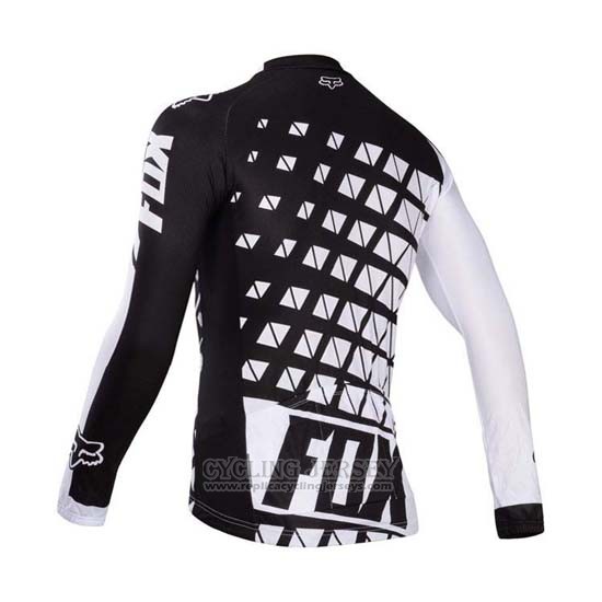 2014 Cycling Jersey Fox White and Black Long Sleeve and Bib Tight