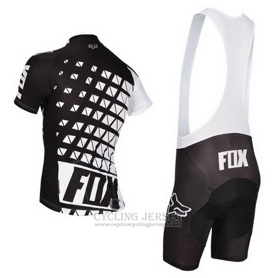 2014 Cycling Jersey Fox White and Black Short Sleeve and Bib Short