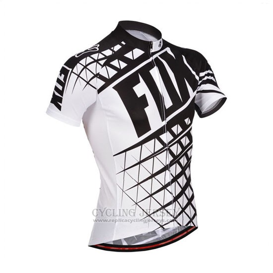 2014 Cycling Jersey Fox White and Black Short Sleeve and Bib Short