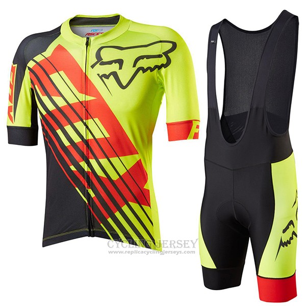 2017 Cycling Jersey Fox Le Savant Yellow Short Sleeve and Bib Short