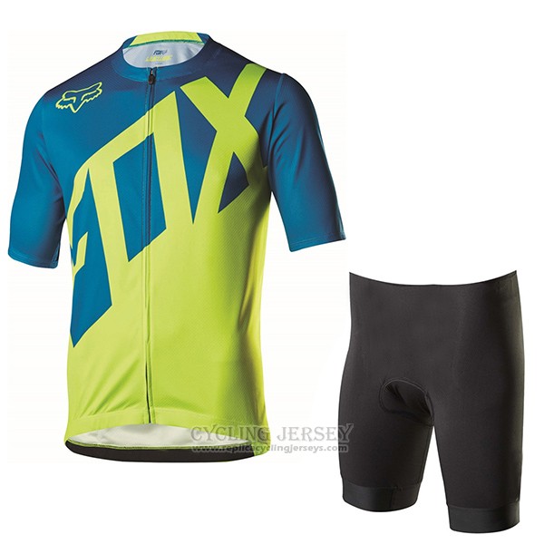 2017 Cycling Jersey Fox Livewire Blue and Green Short Sleeve and Bib Short