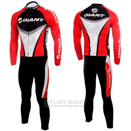 2010 Cycling Jersey Giant Black and Red Long Sleeve and Bib Tight