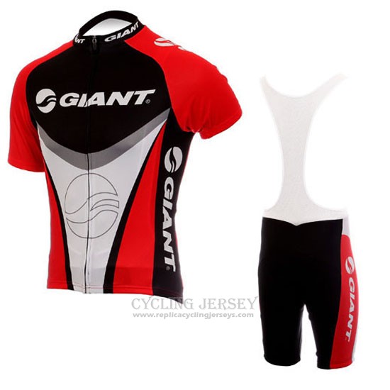 2010 Cycling Jersey Giant Black and Red Short Sleeve and Bib Short