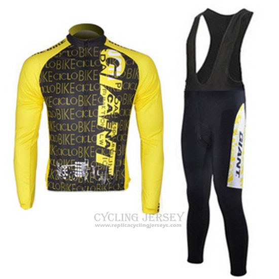 2010 Cycling Jersey Giant Black and Yellow Long Sleeve and Bib Tight