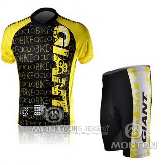 2010 Cycling Jersey Giant Black and Yellow Short Sleeve and Bib Short