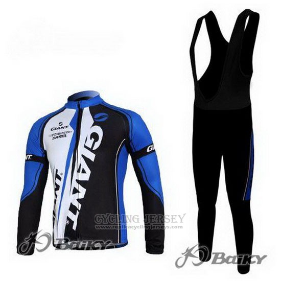 2011 Cycling Jersey Giant Black Blue Long Sleeve and Bib Tight