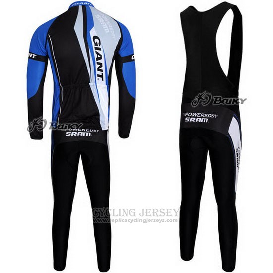 2011 Cycling Jersey Giant Black Blue Long Sleeve and Bib Tight