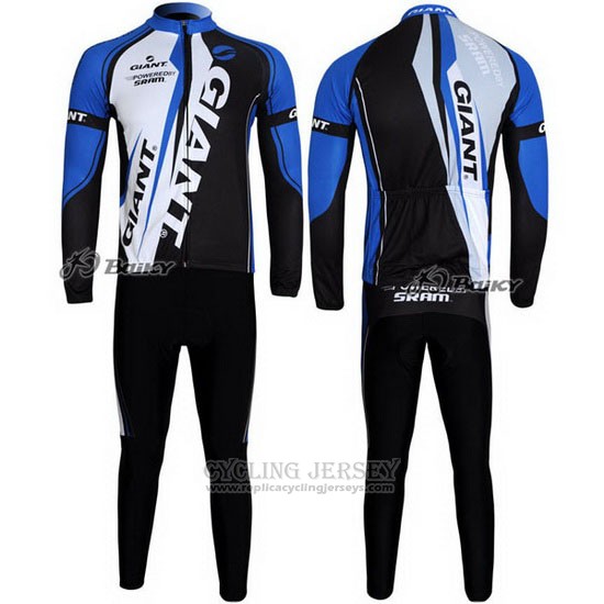 2011 Cycling Jersey Giant Black Blue Long Sleeve and Bib Tight