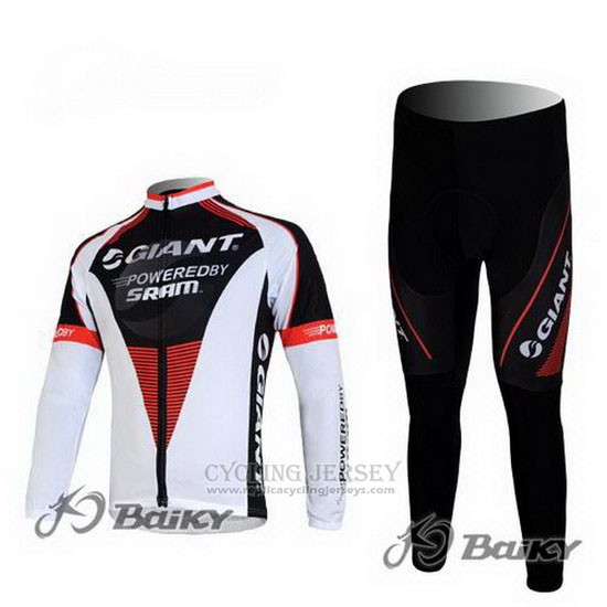 2011 Cycling Jersey Giant Black and White Long Sleeve and Bib Tight