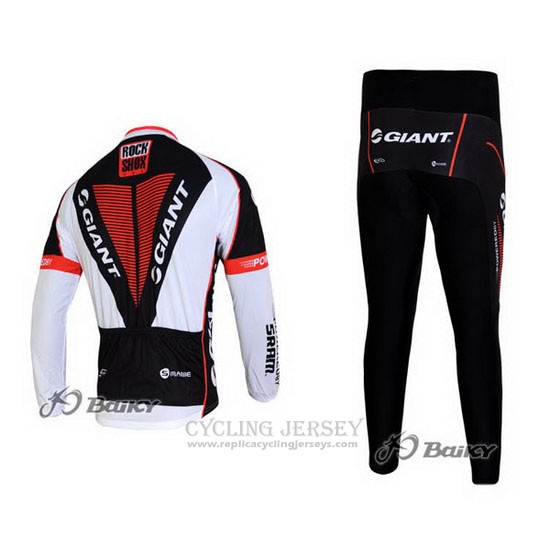 2011 Cycling Jersey Giant Black and White Long Sleeve and Bib Tight