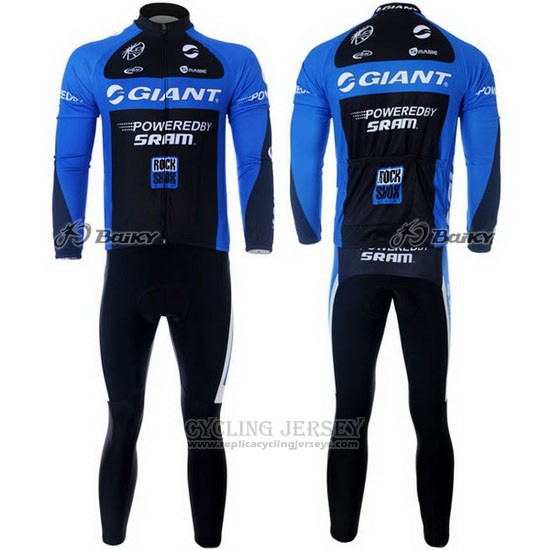 2011 Cycling Jersey Giant Blue and Black Long Sleeve and Bib Tight