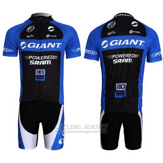 2011 Cycling Jersey Giant Blue and Black Short Sleeve and Bib Short