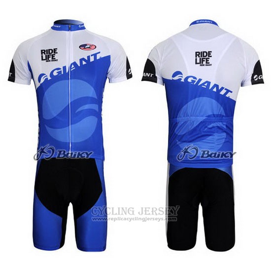 2011 Cycling Jersey Giant Blue and White Short Sleeve and Bib Short