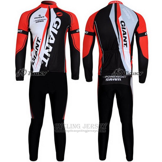 2011 Cycling Jersey Giant Red and Black Long Sleeve and Bib Tight