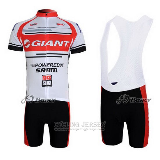 2011 Cycling Jersey Giant White and Red Short Sleeve and Bib Short