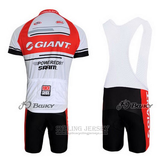 2011 Cycling Jersey Giant White and Red Short Sleeve and Bib Short