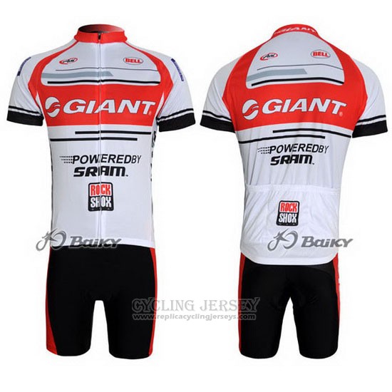 2011 Cycling Jersey Giant White and Red Short Sleeve and Bib Short