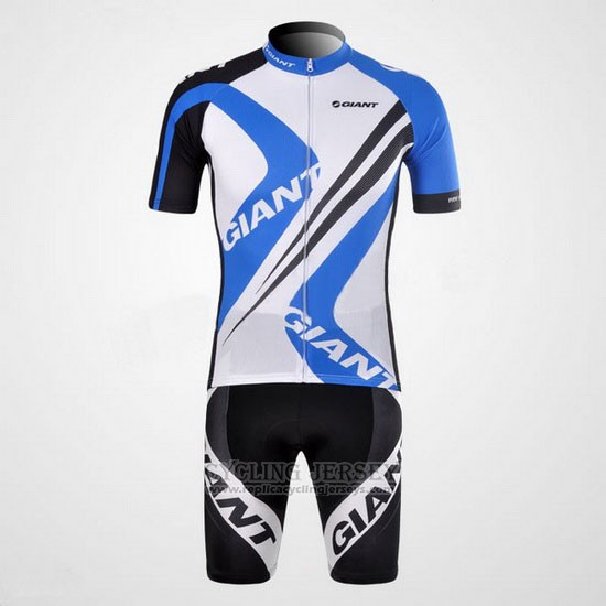 2012 Cycling Jersey Giant White and Sky Blue Short Sleeve and Bib Short