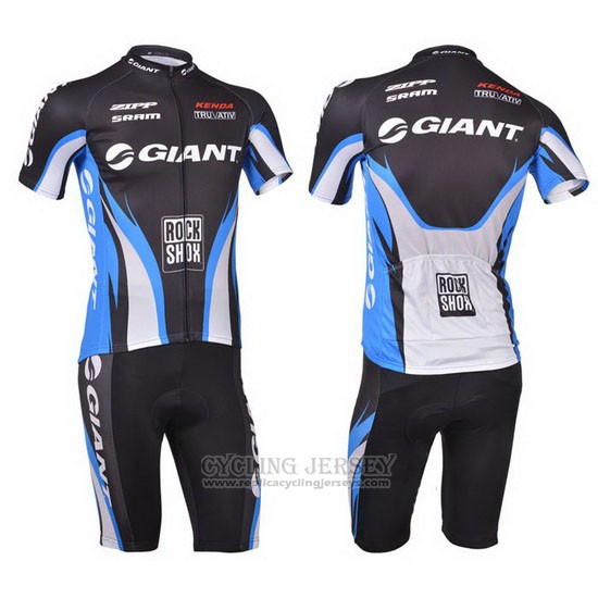 2013 Cycling Jersey Giant Blue and Black Short Sleeve and Bib Short