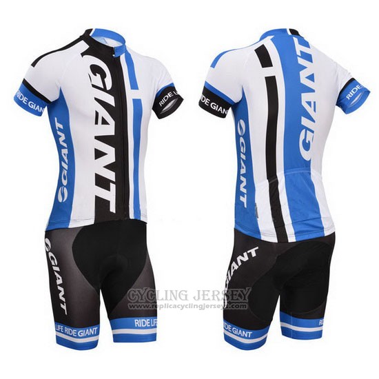 2013 Cycling Jersey Giant White and Sky Blue Short Sleeve and Bib Short