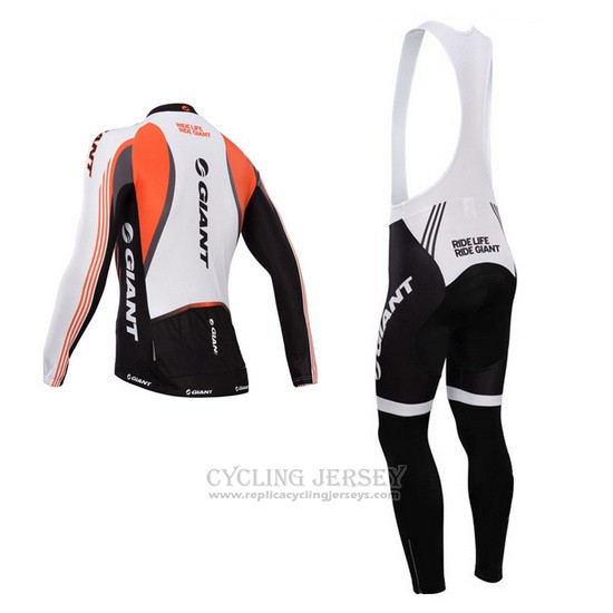 2014 Cycling Jersey Giant White and Black Long Sleeve and Bib Tight