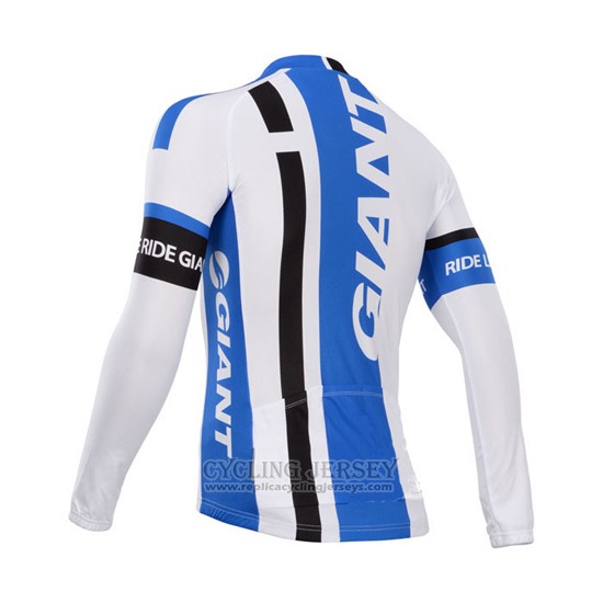2014 Cycling Jersey Giant White and Sky Blue Long Sleeve and Bib Tight