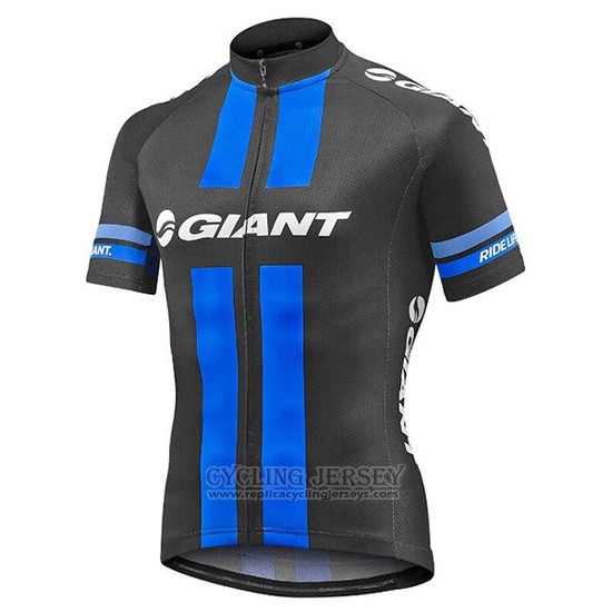 2016 Cycling Jersey Giant Black and Blue Short Sleeve and Bib Short