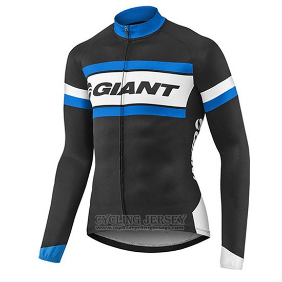 2017 Cycling Jersey Giant Blue and Black Long Sleeve and Bib Tight