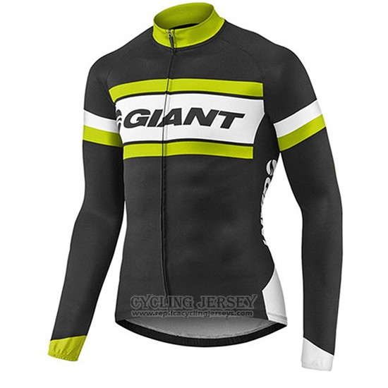 2017 Cycling Jersey Giant Green and Black Long Sleeve and Bib Tight