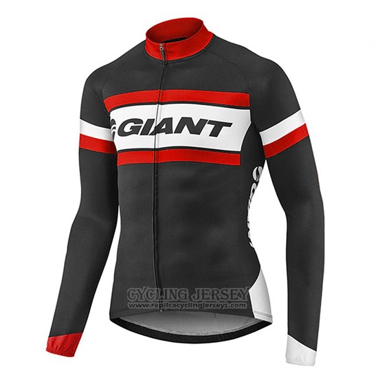 2017 Cycling Jersey Giant Red and Black Long Sleeve and Bib Tight