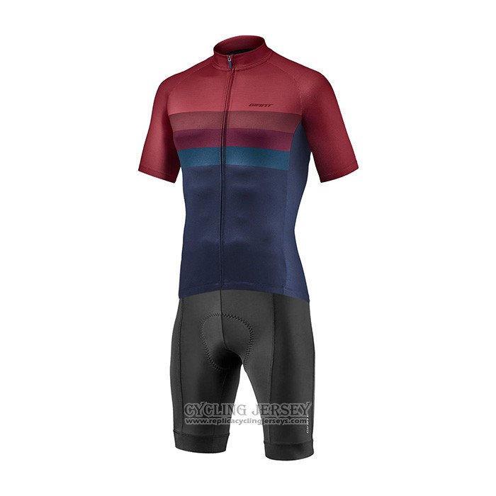 2021 Cycling Jersey Giant Dark Red Blue Short Sleeve And Bib Short