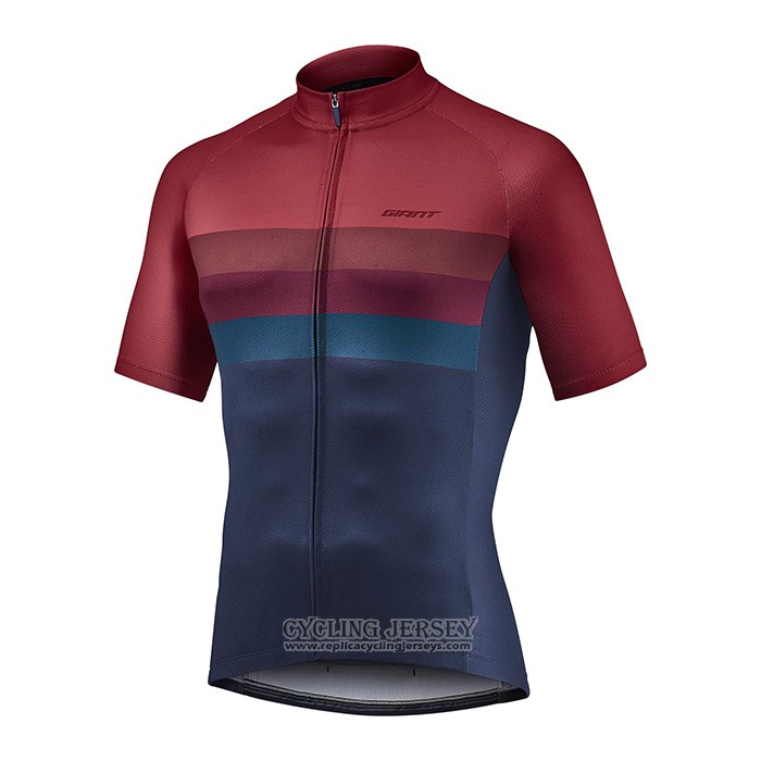 2021 Cycling Jersey Giant Dark Red Blue Short Sleeve And Bib Short