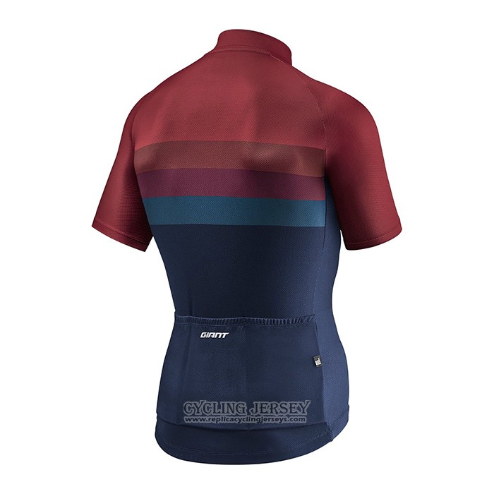 2021 Cycling Jersey Giant Dark Red Blue Short Sleeve And Bib Short