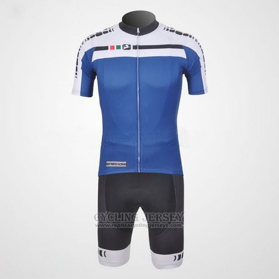 2011 Cycling Jersey Giordana White and Blue Short Sleeve and Bib Short