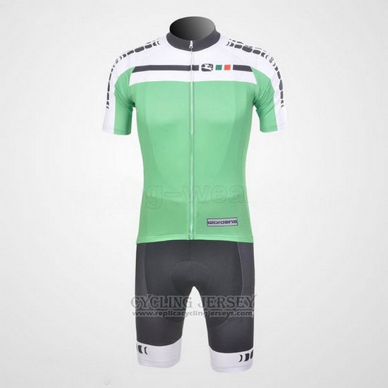 2011 Cycling Jersey Giordana White and Green Short Sleeve and Bib Short