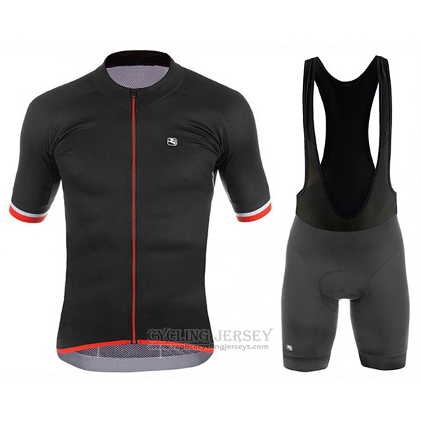 2017 Cycling Jersey Giordana Silver Line Black Short Sleeve and Bib Short