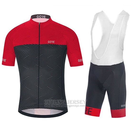 2018 Cycling Jersey Gore C3 Optiline Red and Black Short Sleeve and Bib Short
