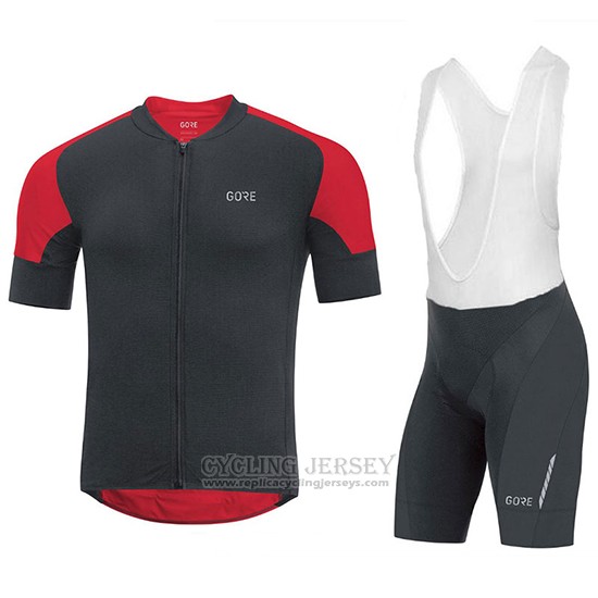 2018 Cycling Jersey Gore C7 CC Black and Red Short Sleeve and Bib Short