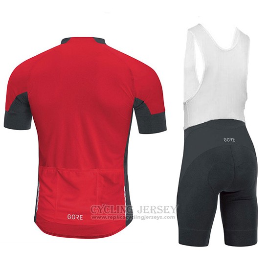 2018 Cycling Jersey Gore C7 CC Black and Red Short Sleeve and Bib Short